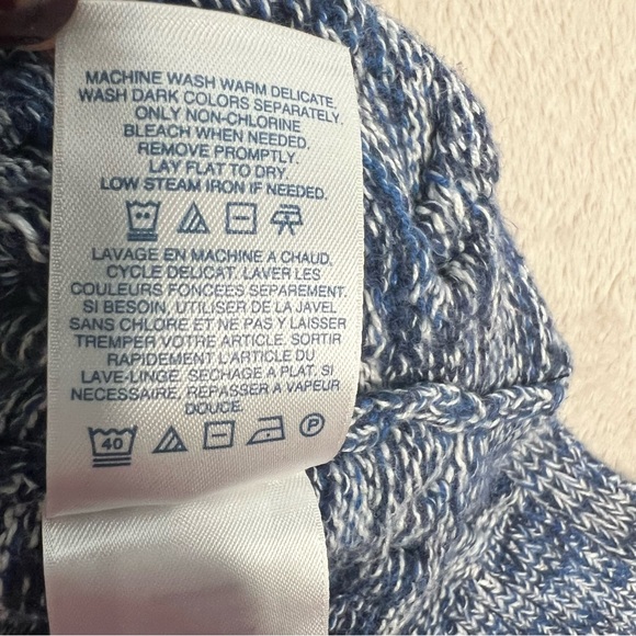 Land's End Drifter Sweater Women's Large Chunky Marled Knit Pullover Preppy Blue - Picture 6 of 8